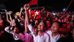 myanmar celebrating democracy